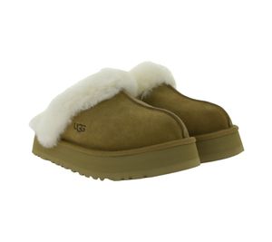 UGG Australia Disquette Zapatos de mujer de cuero genuino sostenible con suela de plataforma retro Zapatillas con forro de piel de oveja Zapatos sin cordones 1122550 Marrón