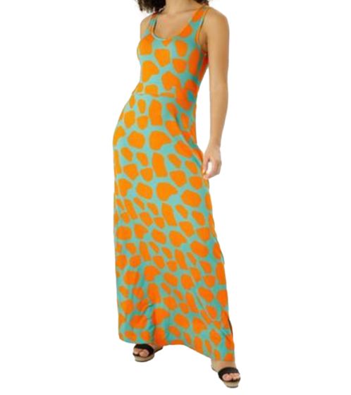 Aniston CASUAL Vestido de mujer de punto con estampado de colores vestido largo turquesa/naranja