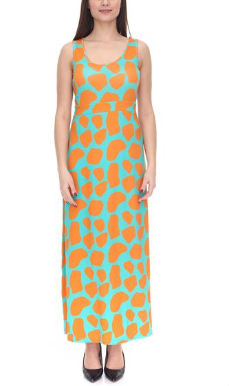 Aniston CASUAL women's jersey dress with colorful print maxi dress turquoise/orange