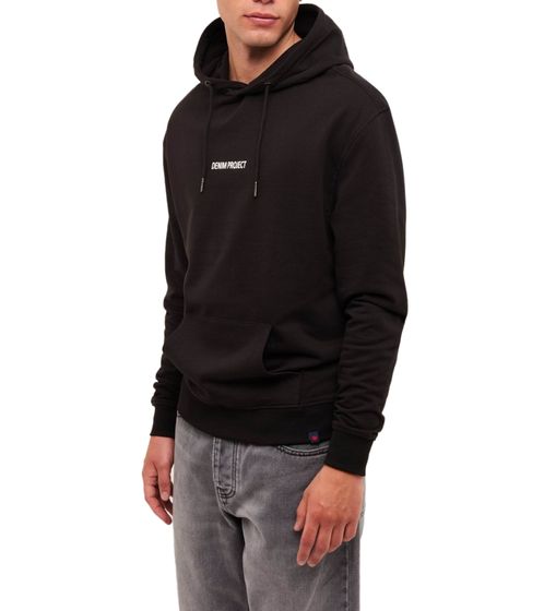 Denim Project Globe Drop - Sudadera con capucha para hombre con bolsillo canguro de algodón DP005 001 negro