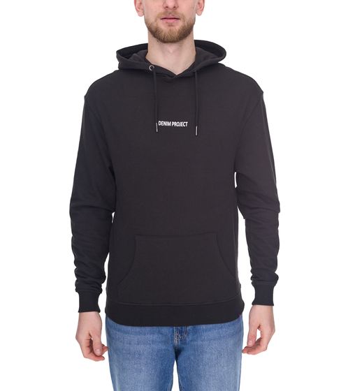 Denim Project Globe Drop men's hooded pullover hoodie with kangaroo pocket cotton pullover DP005 001 Black