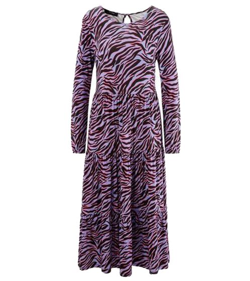 Aniston Casuals Abito estivo con stampa animalier da donna Abito lungo 3172 5116 Nero/Viola/Blu