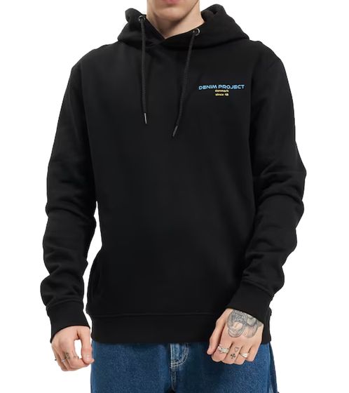 Denim Project Logo Color Men's Hoodie with Kangaroo Pocket Cotton Sweater DP-10023-026 001 Black