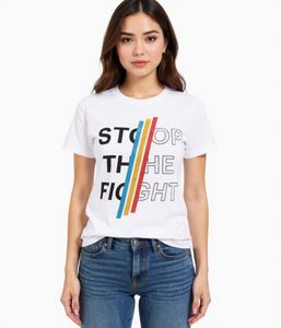 Aniston CASUAL camicia a maniche corte da donna in cotone con scritta STOP THE FIGHT 2281 4642 bianco Aniston CASUAL camicia a maniche corte da donna in cotone con scritta STOP THE FIGHT 2281 4642 bianco