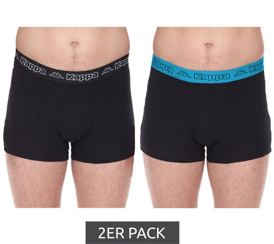 2er Pack Kappa Herren Boxershorts mit Marken Schriftzug und Logo Unterhose 351K1JW ADN Schwarz/Blau