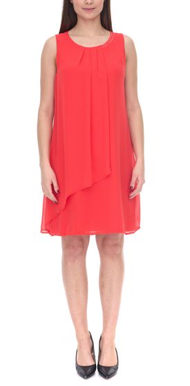 seidel Moden Damen Mini-Kleid mit Plissee am Ausschnitt Abend-Kleid 8937 9761 Rot