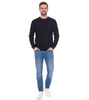 Denim Project Jersey de punto para hombre con estampado sutil, jersey de algodón, jersey de invierno, camisa de manga larga DP-10023-073 blanco o negro