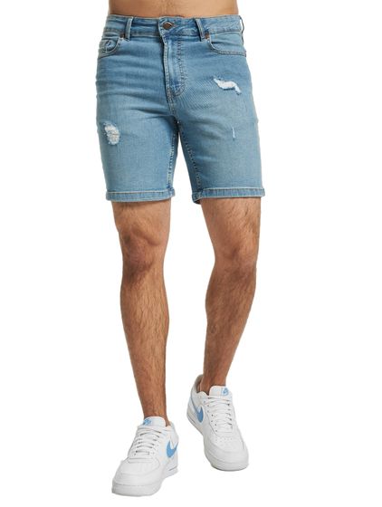 Denim Project Sync bermuda en coton jean homme avec effet destroy pantalon d'été DP-Coll2-004 424 bleu clair