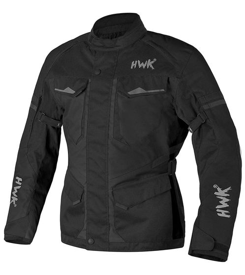 Giacca moto da uomo HWK Adventure/Touring con materiale Cordura 600D Giacca Motorsport con fodera termica rimovibile, nera