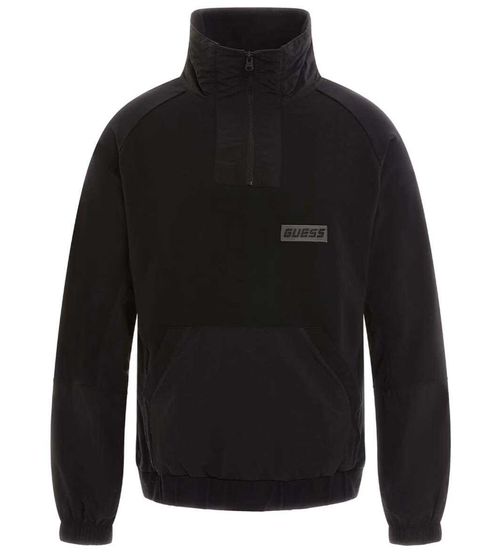 GUESS Calvin Half Zip Pullover Sweat-shirt en coton pour hommes avec col montant Z3YQ19K6ZS0 JBLK Noir