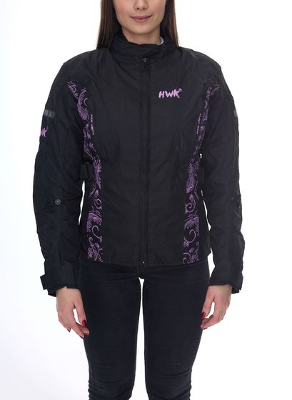 Chaqueta de moto HWK Adventure/Touring para mujer con material Cordura 600D Chaqueta Motorsport con forro térmico extraíble negro/rosa.