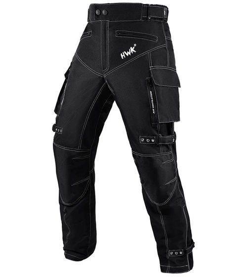 HWK Motorcycle Pants with Water-Repellent Cordura Textile Fabric Motorsport Pants with Impact Protection Black