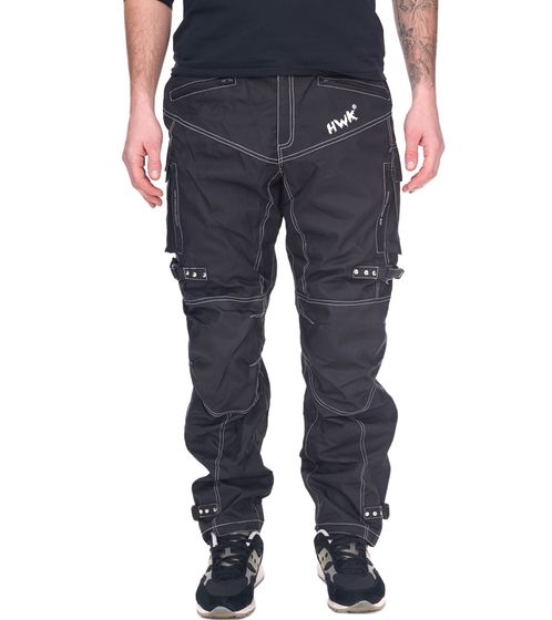 Pantalon de moto HWK en tissu textile Cordura hydrofuge avec protection contre les chocs, noir.