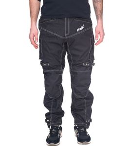 Pantaloni da moto HWK con tessuto Cordura idrorepellente Pantaloni Motorsport con protezione dagli urti, neri