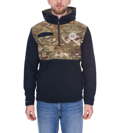 Denim Project Herren Fleece-Pullover mit Camouflage Muster Winter-Hoodie DP-10022-003 4341 Schwarz/Grün