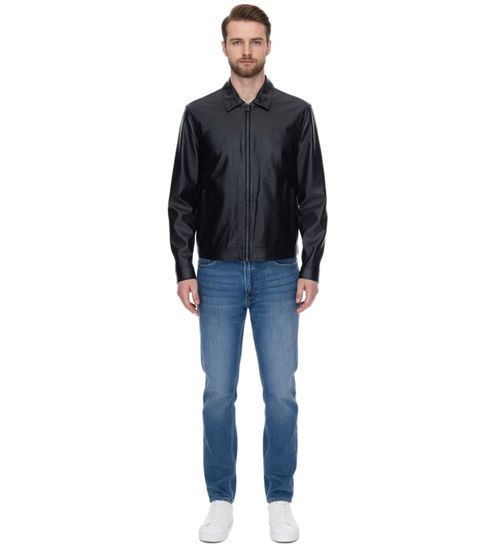 GUESS giubbotto uomo in ecopelle Rocky Biker Jacket con collo revers giacca outdoor M3YL20WF410 JTMU nero