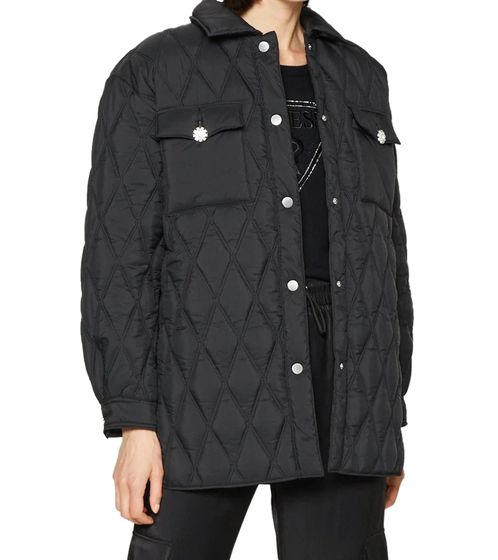 GUESS Damen stylische Stepp-Jacke Übergangs-Jacke Basic-Jacke W3YL17WFIW2 JBLK Schwarz