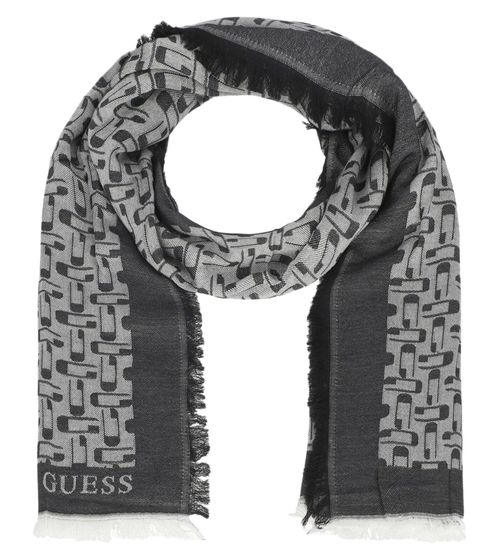 GUESS sciarpa donna con stampa all over, sciarpa estiva leggera con frange 90 x 190cm AW9885VIS03 grigio/nero