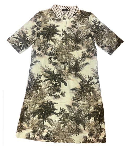 MARC CAIN Damen Sommer-Kleid mit Palmen-Print Midi-Kleid Urlaubs-Kleid UC21.26J22 520 Grün