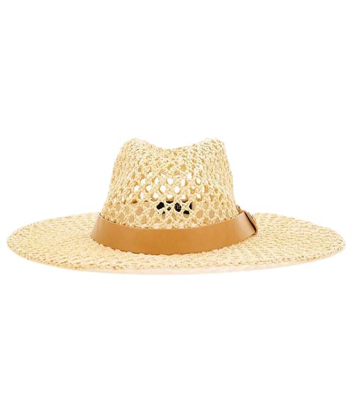 GUESS sombrero de verano para mujer sombrero de playa atemporal con correa de cuero AW9235COT01 beige