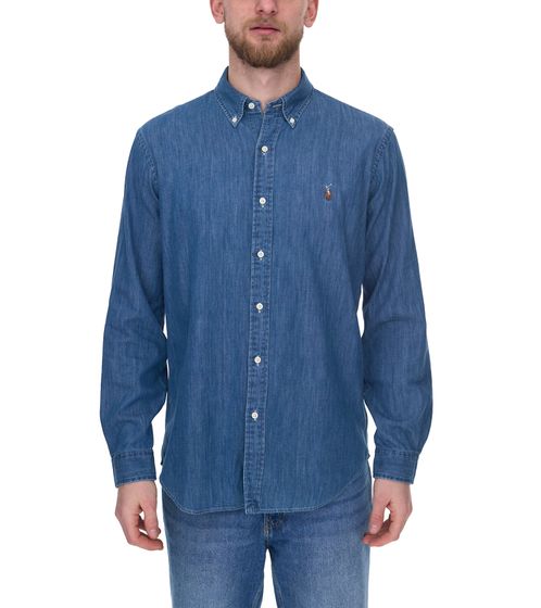 POLO RALPH LAUREN chemise à manches longues pour homme chemise d'affaires à la mode chemise en coton 710792043001 bleu foncé