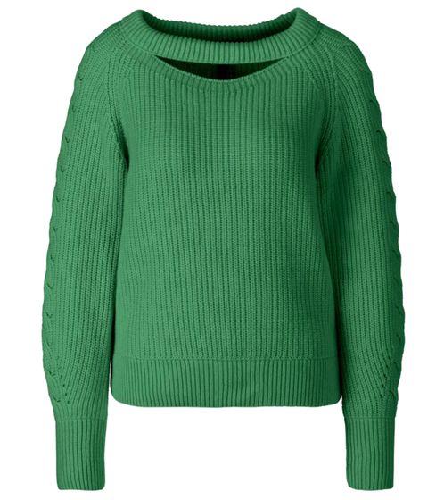 MARC CAIN Jersey de punto para mujer, elegante jersey con cuello redondo, jersey de cachemira UC41.40M15 540 verde