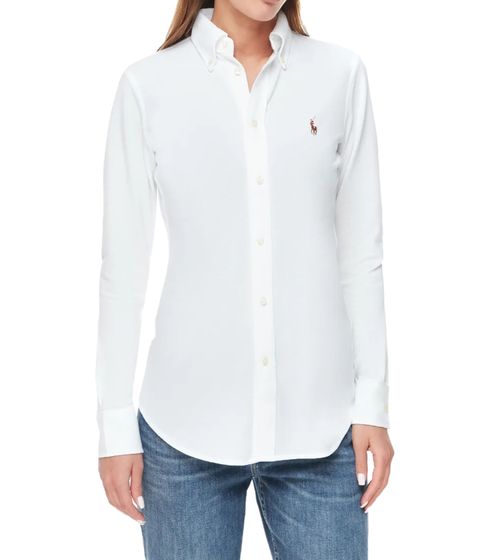 POLO RALPH LAUREN Heidi Damen Oxford-Bluse mit Button-Down Kragen Baumwoll-Hemd 211664427003 Weiß