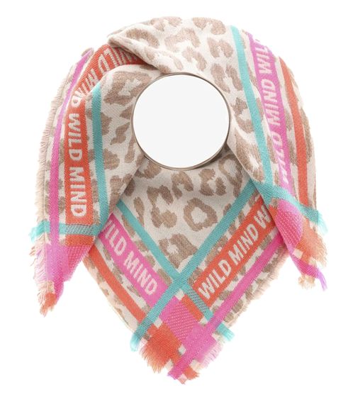 ZWILLINGSHERZ Wild Mind sciarpa quadrata con scritte e fantasia sciarpa fashion 3014A-1003-90 arancione/rosa/beige