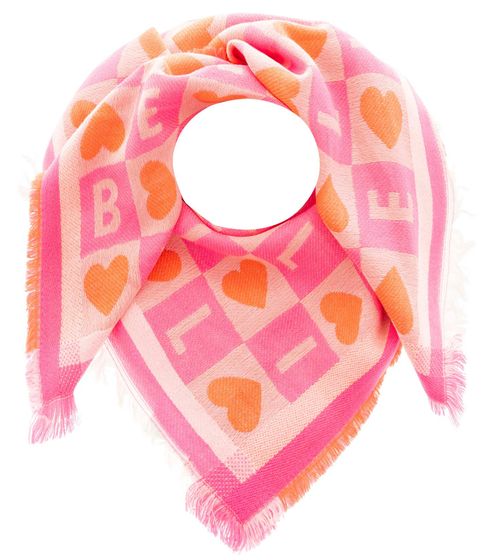 ZWILLINGSHERZ sciarpa quadrata love con motivo a cuore sciarpa moda 3014A-1003-4 rosa/arancione