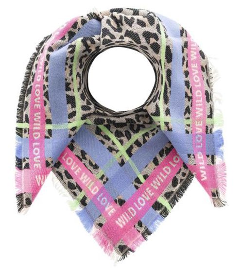 ZWILLINGSHERZ Bufanda cuadrada Leo Wild Love con escritura y estampado bufanda de moda 3014A-1003-29-84 verde/rosa/azul/beige/negro