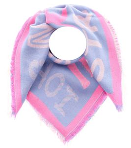 ZWILLINGSHERZ Strandglück Fernweh square scarf with lettering fashion scarf 3014A-1003-8 blue/pink