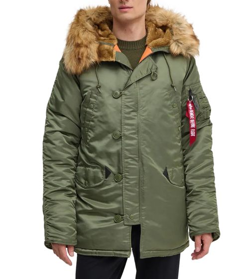 ALPHA INDUSTRIES giacca invernale da uomo con cappuccio e giacca outdoor in pelliccia sintetica rimovibile 103141 01 verde