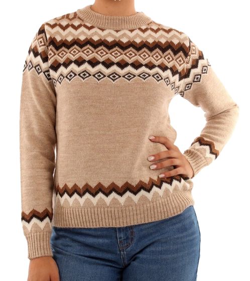 MaxMara Weekend women's knitted sweater with geometric pattern, round neck sweater 2353661933 336 beige/brown