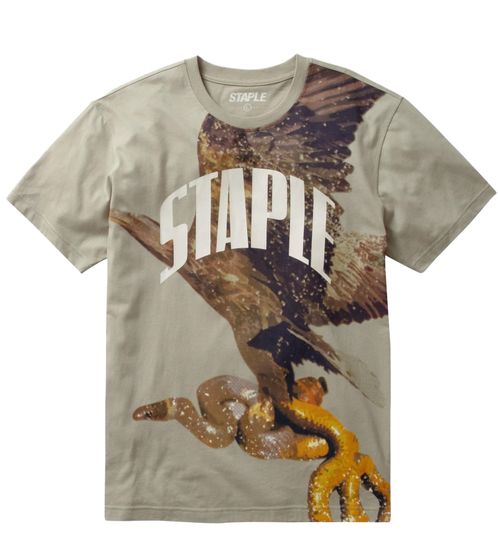 STAPLE Sage Herren T-Shirt modisches Baumwoll-Shirt mit großem Schlangen und Adler Print 2209C6995 Olivgrün