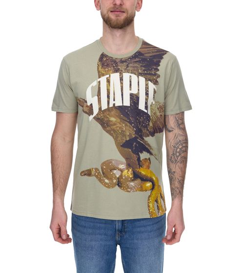 STAPLE Sage men's T-shirt fashionable cotton shirt with large snake and eagle print 2209C6995 olive green