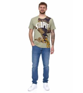STAPLE Sage Herren T-Shirt modisches Baumwoll-Shirt mit großem Schlangen und Adler Print 2209C6995 Olivgrün