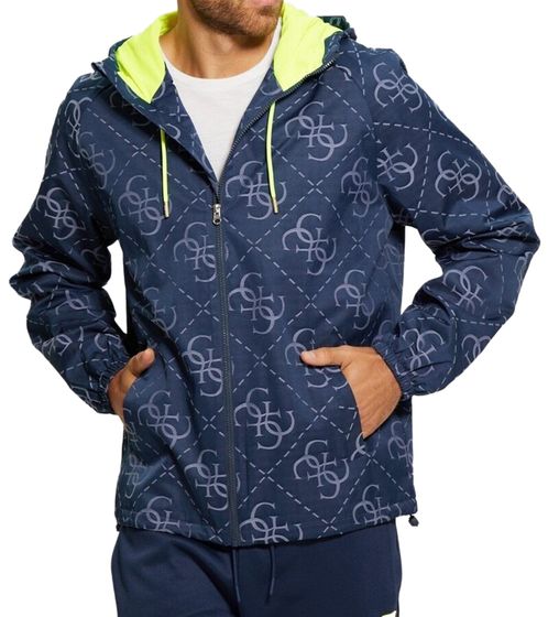 GUESS giacca antipioggia da uomo antivento outdoor con cappuccio Z3YL02WFIQ0 F7ZS blu scuro