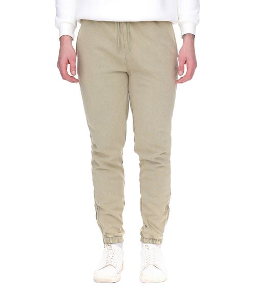 STAPLE Sage Pantaloni da Jogging da Uomo in Pile Sciolto con Polsini e Zip 2209B7067 Verde Oliva