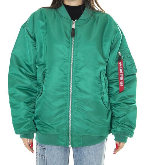 ALPHA INDUSTRIES MA-1 Core bomber da donna in vestibilità oversize giacca autunnale 108010 668 verde