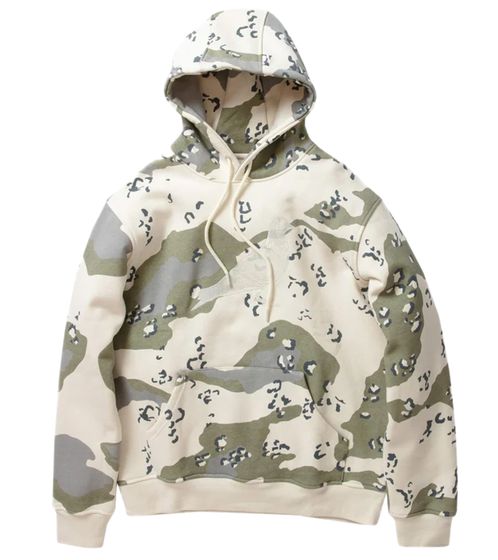 STAPLE Herren Kapuzen-Pullover mit Kängurutasche Baumwoll-Pullover mit Tauben-Frontprint Camouflage 2209H7066 Olivgrün/Beige