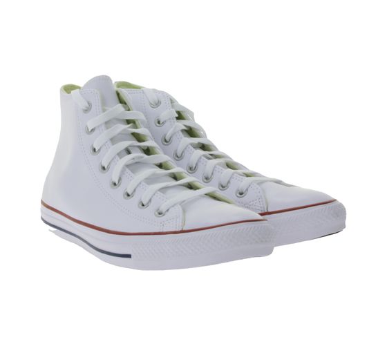 Converse Chuck Taylor All Star Mono Leather High Top Chucks Baskets rétro en cuir véritable pour hommes et femmes 132169C Blanc