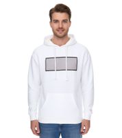 vsct Net Application Herren Hoodie mit Gitter-Print auf Brust Baumwoll Kapuzen-Pullover 5643160 Ecru/Weiß