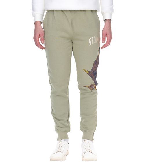 STAPLE Sage men's loose jogger jogging pants with snake and eagle print 2209B6997 olive green