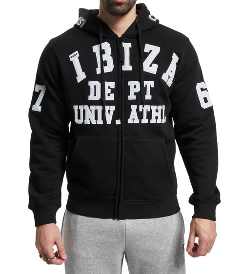 vsct Ibiza Dept sweat à capuche zippé pour homme avec détails lettrage pull à capuche en coton 5643316 noir