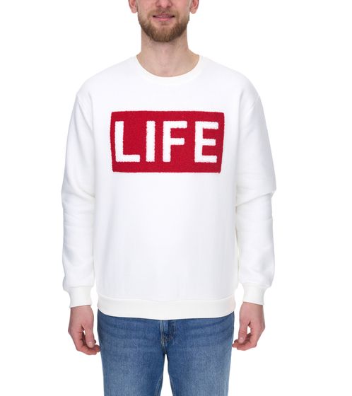 maglione girocollo da uomo vsct Life con toppa floccata sul petto 5642974 ecru/bianco