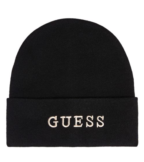 GUESS Beanie semplice cappello invernale, accogliente berretto lavorato a maglia con scritta logo ricamata AW9251WOL01 BLA nero