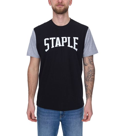 T-shirt pour hommes STAPLE, chemise en coton à la mode avec grand lettrage de la marque sur le devant 2208C7058 noir