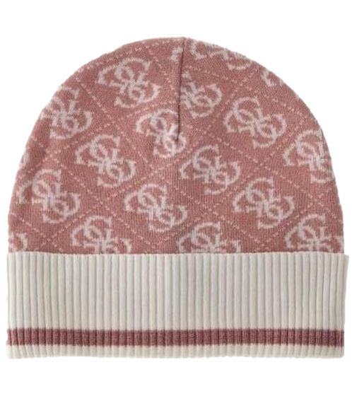 GUESS berretto da donna semplice cappello invernale comodo berretto lavorato a maglia cappello da tutti i giorni AW9979WOL01 rosa/bianco