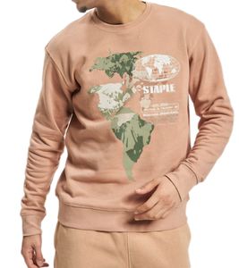 STAPLE Peachtree Maglione girocollo da uomo in cotone ricamato con globo 2209C7009 Marrone