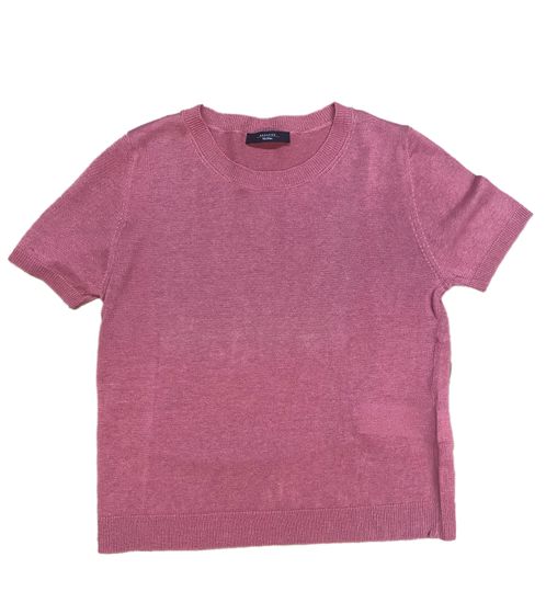 MaxMara t-shirt da donna elegante camicia per il tempo libero con camicia in lino girocollo 2353610831 316 rosa